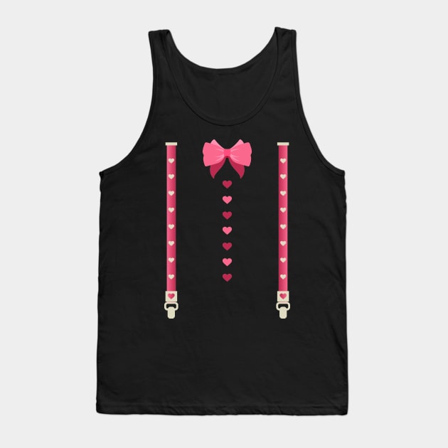 Hearts Bow Tie Suspenders Valentines Day Costume Tank Top by Tesszero